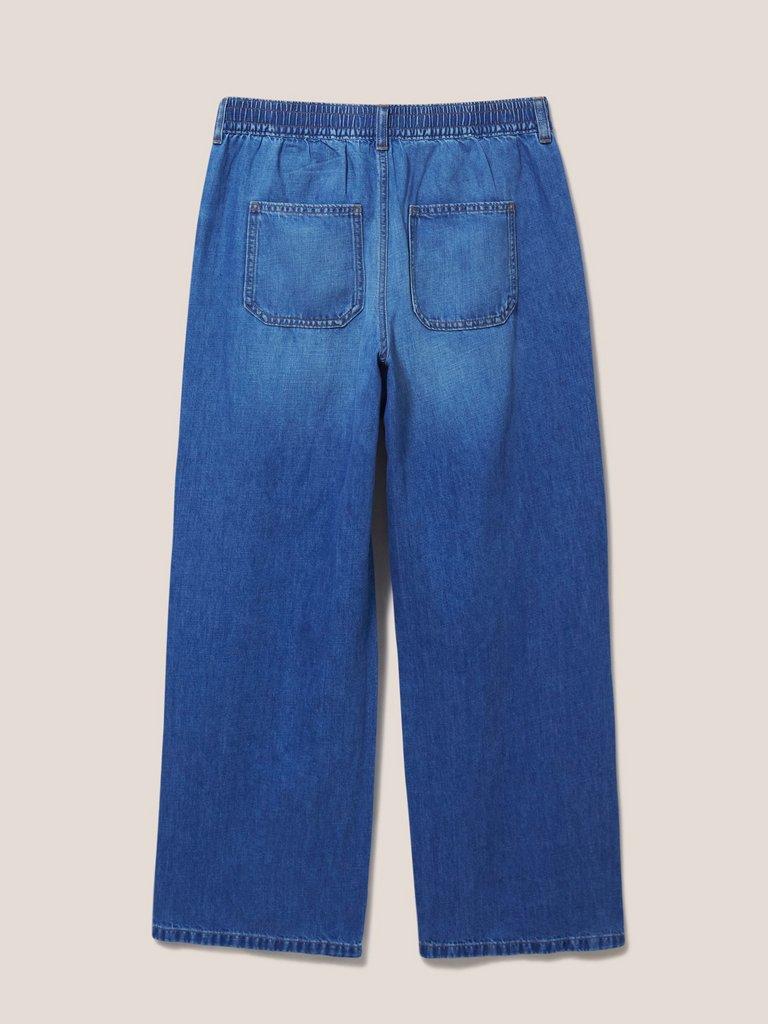 Ren Cotton Linen Wide Leg Jean in MID DENIM - FLAT BACK
