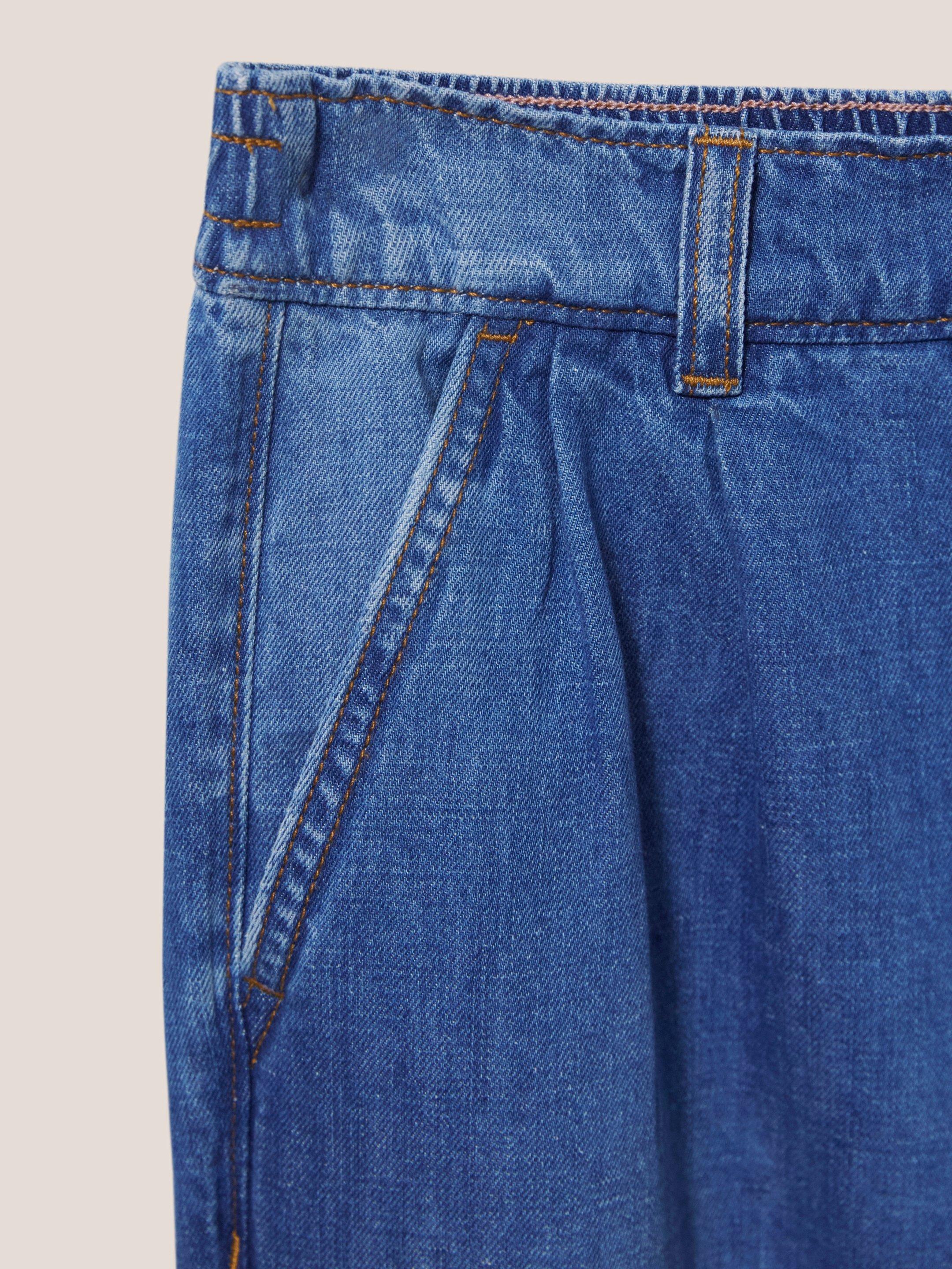 Ren Cotton Linen Wide Leg Jean in MID DENIM - FLAT DETAIL
