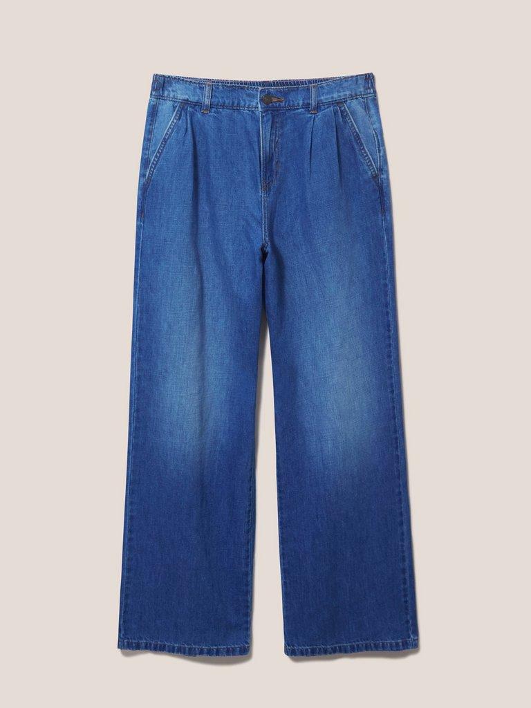 Ren Cotton Linen Wide Leg Jean in MID DENIM - FLAT FRONT