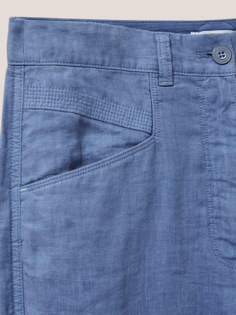 Harper Linen Trouser in MID BLUE - FLAT DETAIL