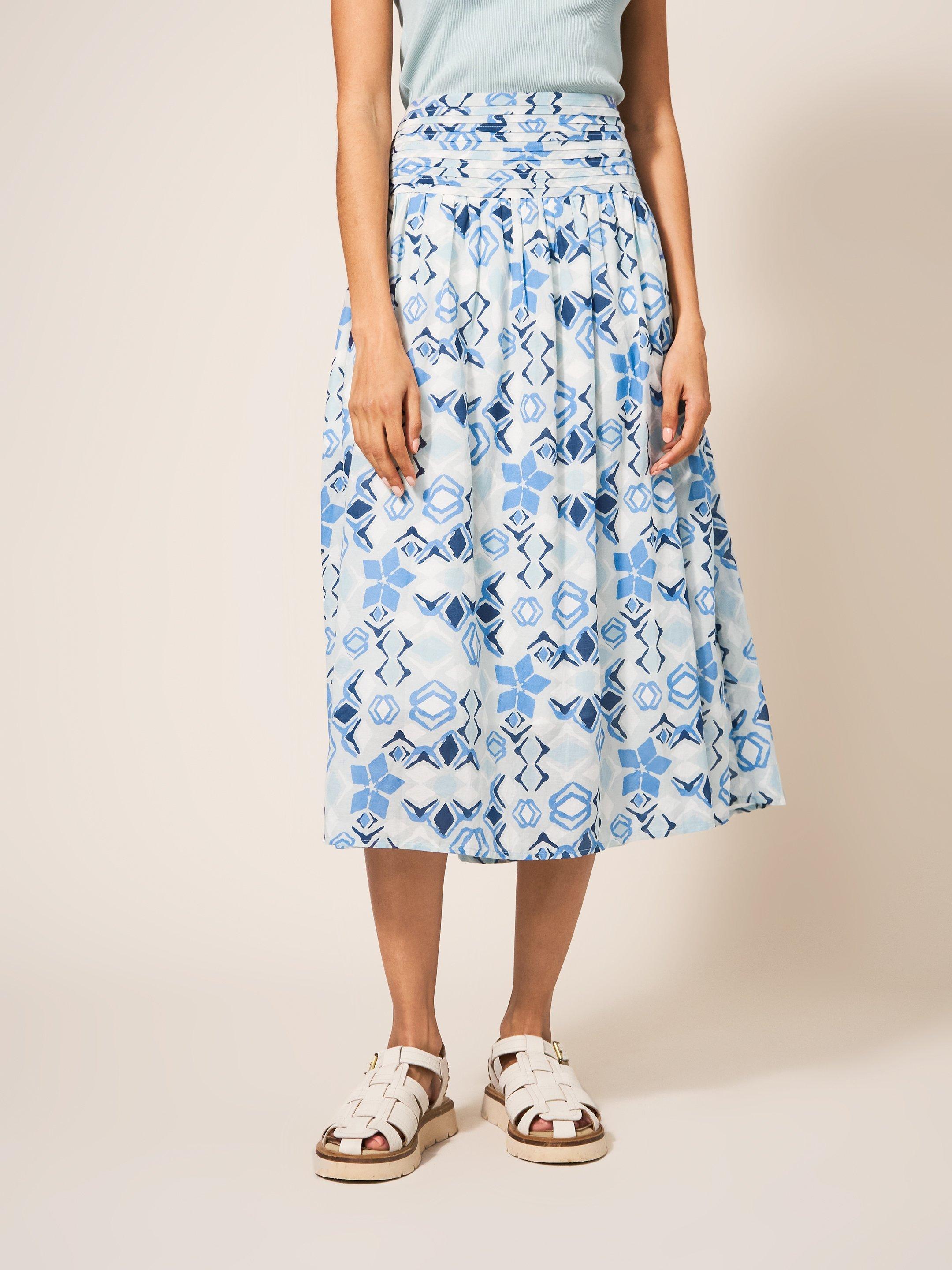 Maeva Skirt in BLUE MLT - MODEL FRONT
