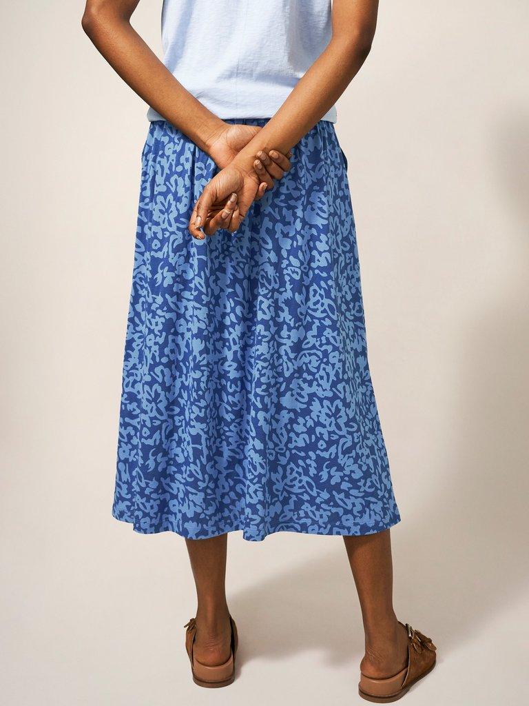 Mora Jersey Midi Skirt in BLUE MULTI | White Stuff