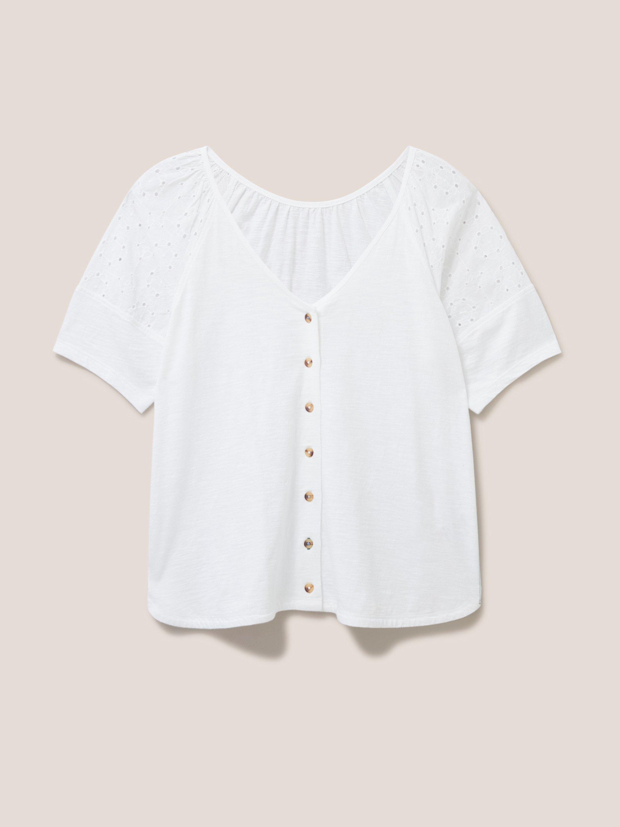 BRODERIE MIX TWO WAY TOP in BRIL WHITE - FLAT FRONT