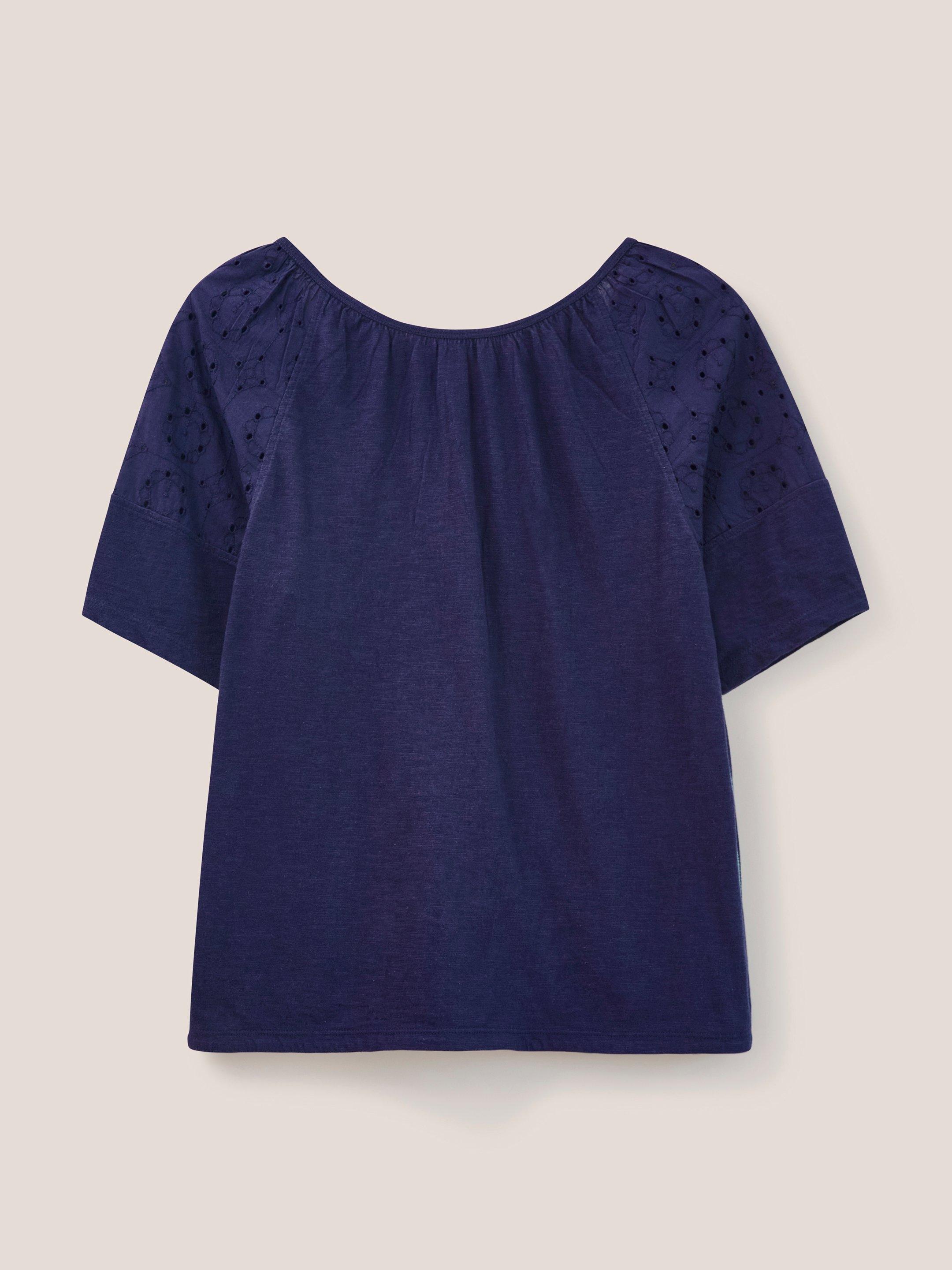 BRODERIE MIX TWO WAY TOP in FR NAVY - FLAT BACK