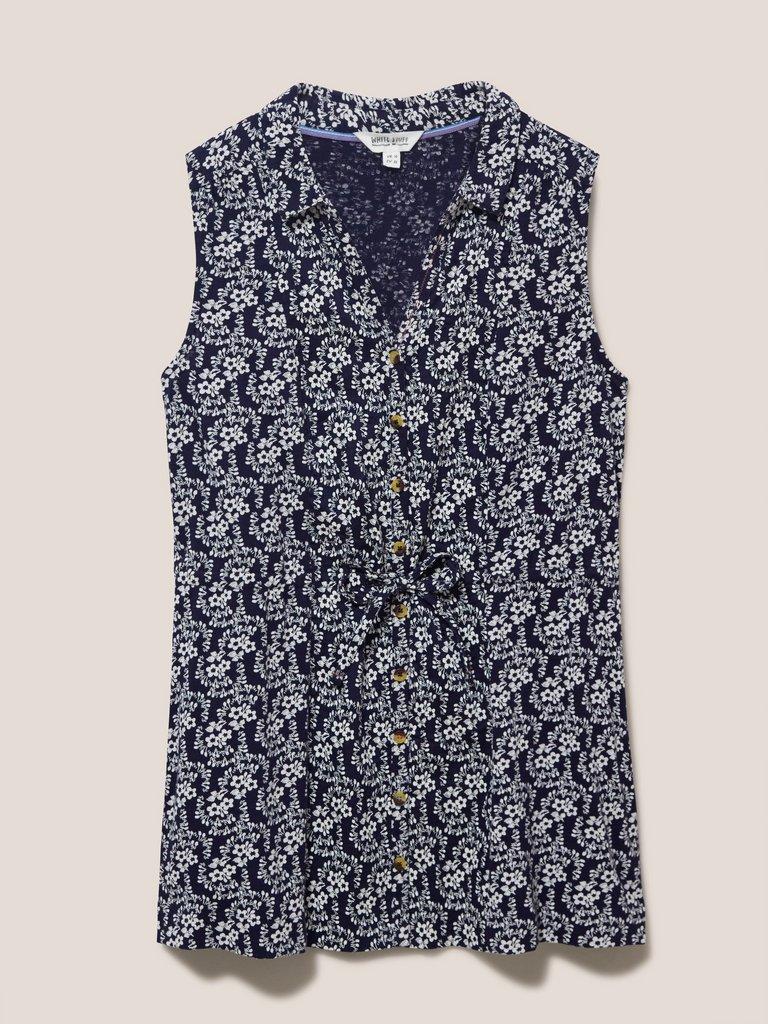 EMBER LONGLINE SHIRT in NAVY PR - FLAT FRONT