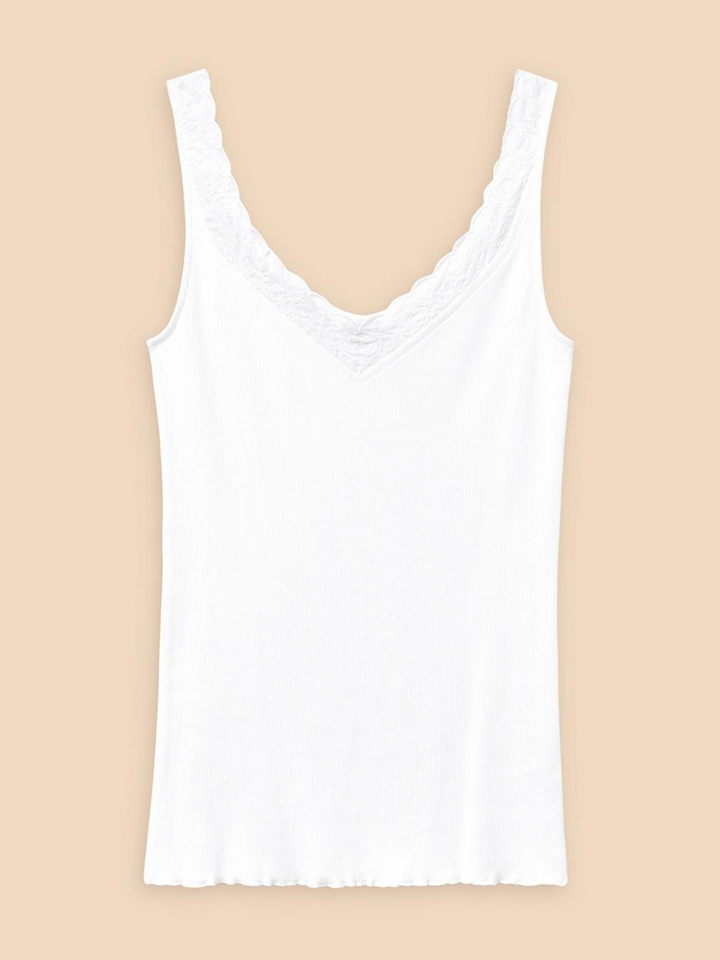 SEABREEZE VEST V NECK in BRIL WHITE - FLAT FRONT