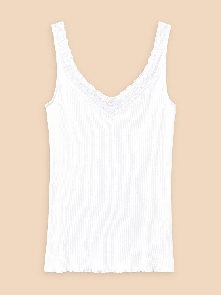 SEABREEZE VEST V NECK in BRIL WHITE - FLAT FRONT