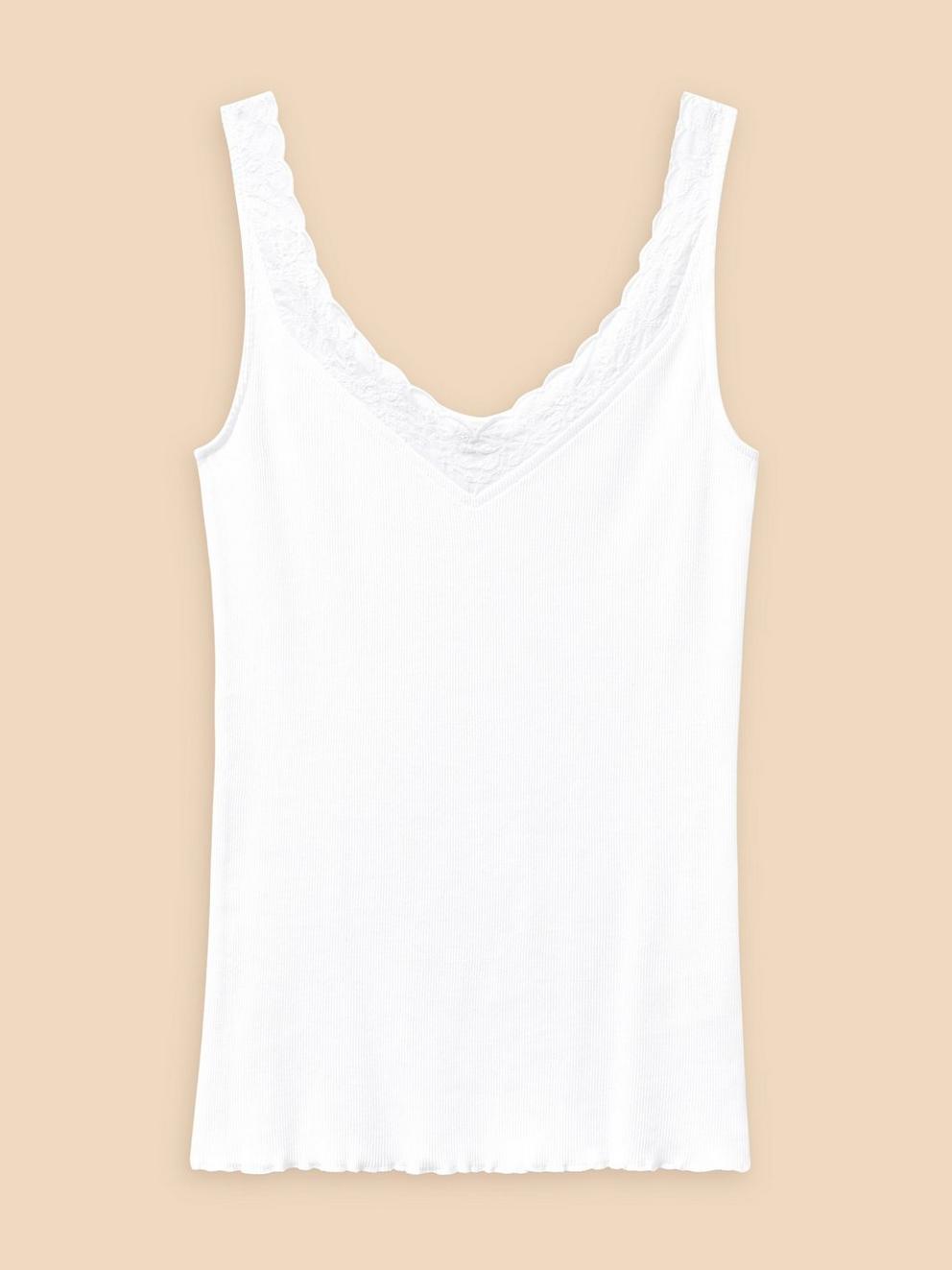 SEABREEZE VEST V NECK in BRIL WHITE - FLAT FRONT
