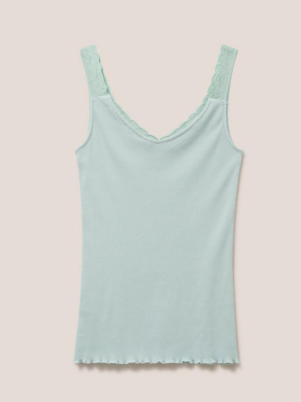 SEABREEZE VEST V NECK in LGT TEAL - FLAT BACK