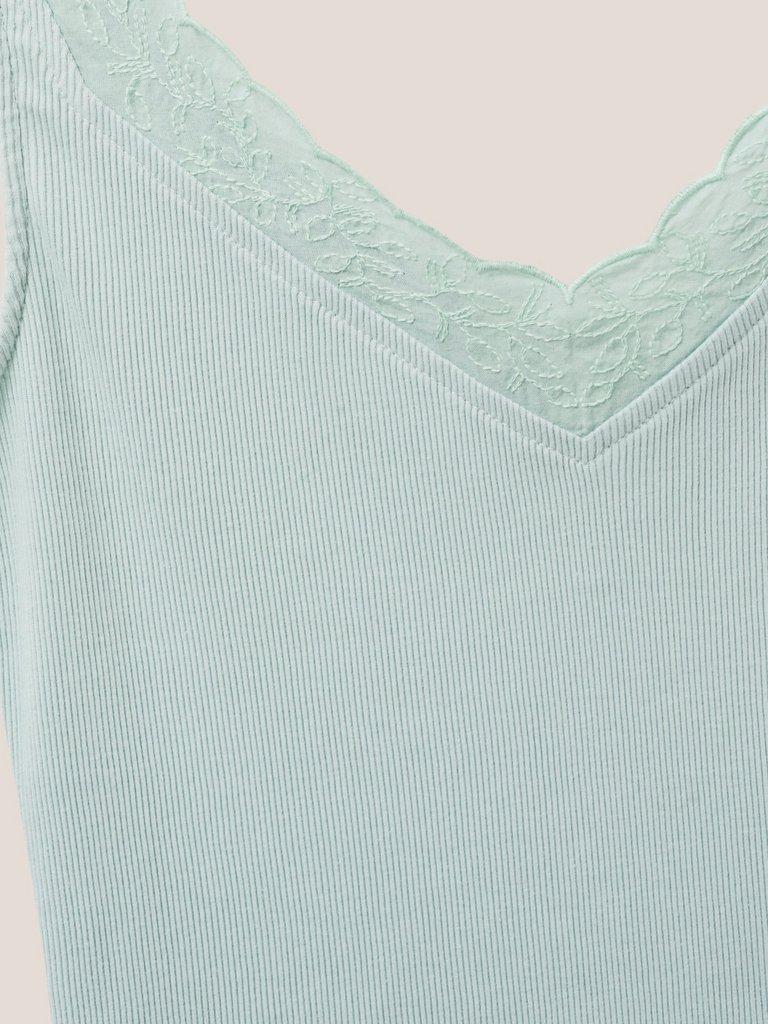 SEABREEZE VEST V NECK in LGT TEAL - FLAT DETAIL