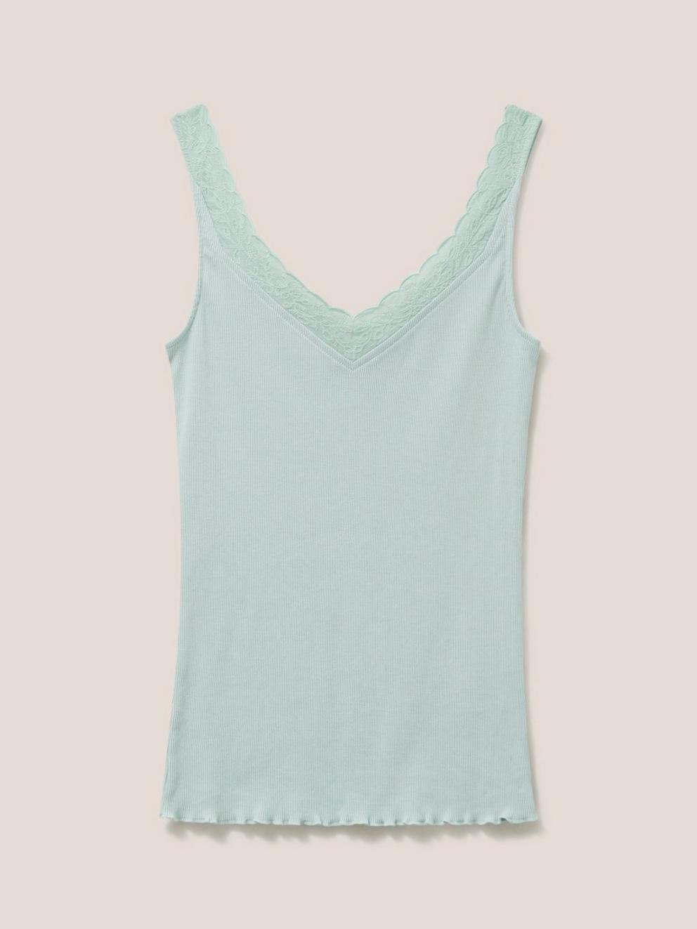 SEABREEZE VEST V NECK in LGT TEAL - FLAT FRONT