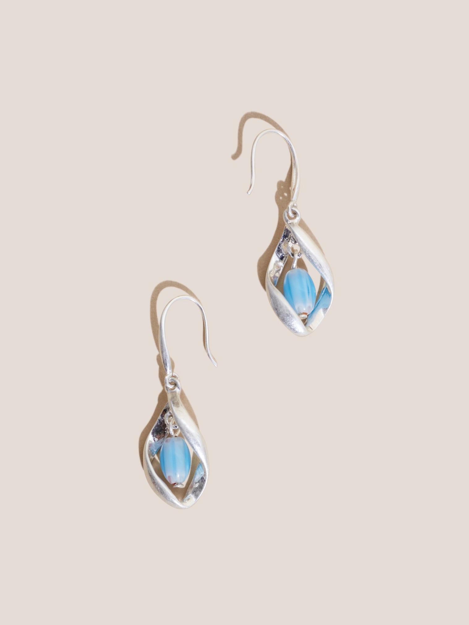 Ceramic Bead Drop Earrings in BLUE MLT - FLAT FRONT