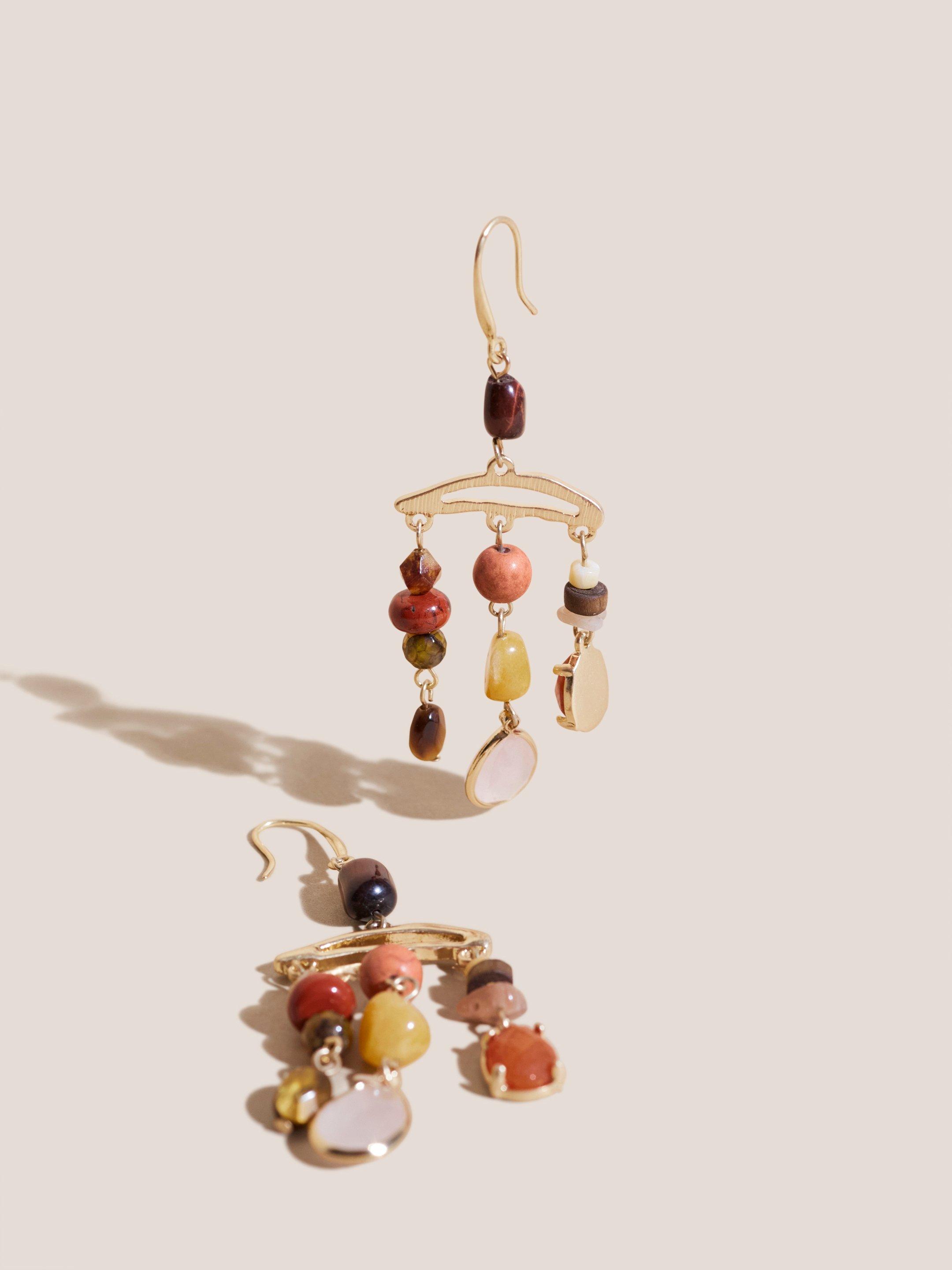 Multi Stone Drop Earrings in ORANGE MLT - FLAT FRONT