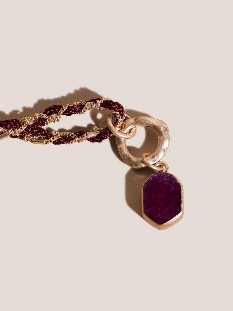 Cord Twist Chain Bracelet in RED MLT - FLAT FRONT
