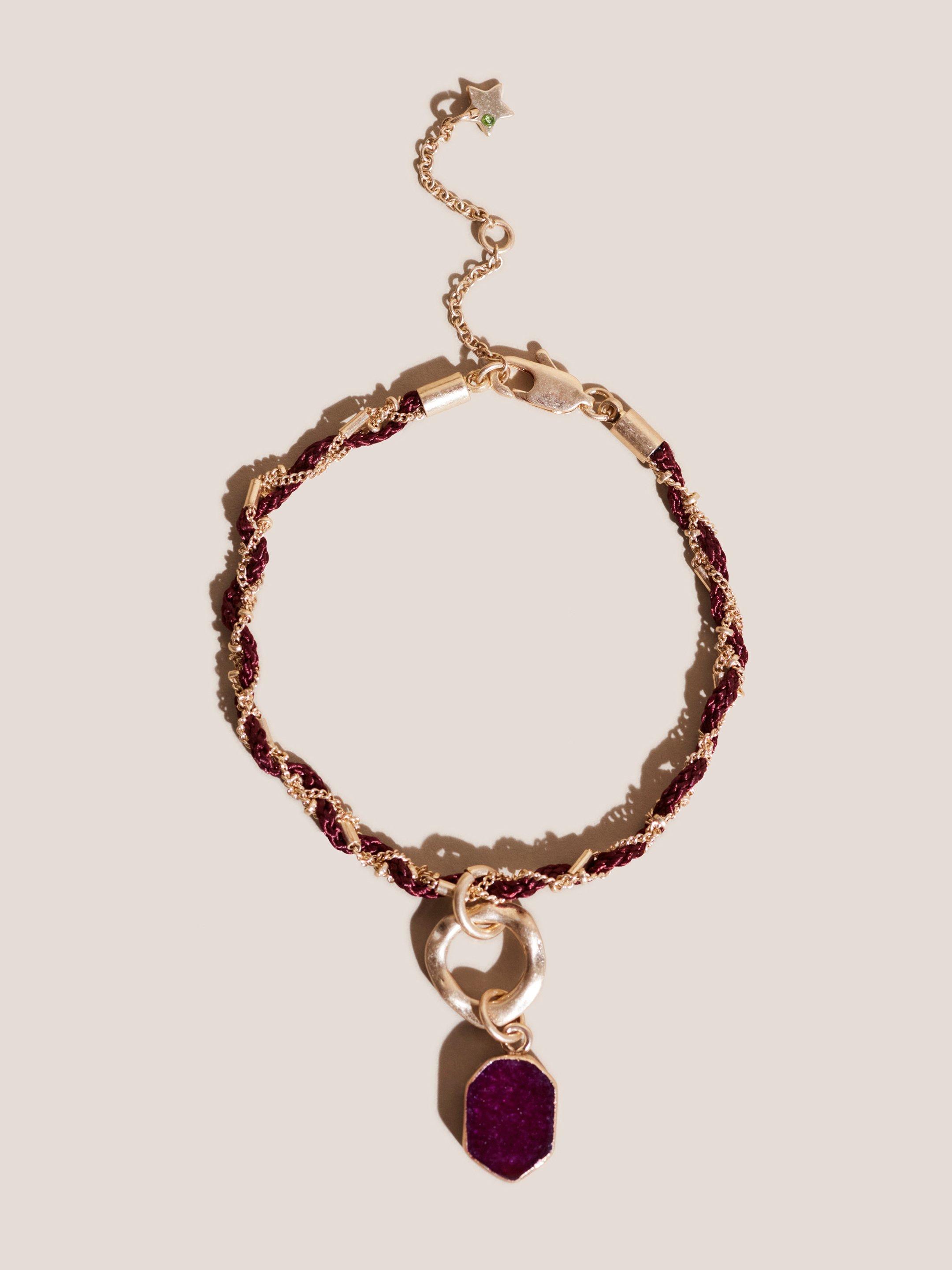 Cord Twist Chain Bracelet in RED MLT - MODEL FRONT