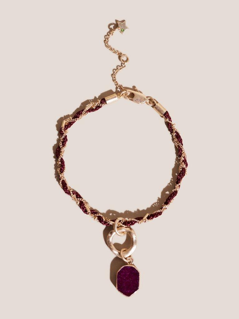 Cord Twist Chain Bracelet in RED MLT - MODEL FRONT