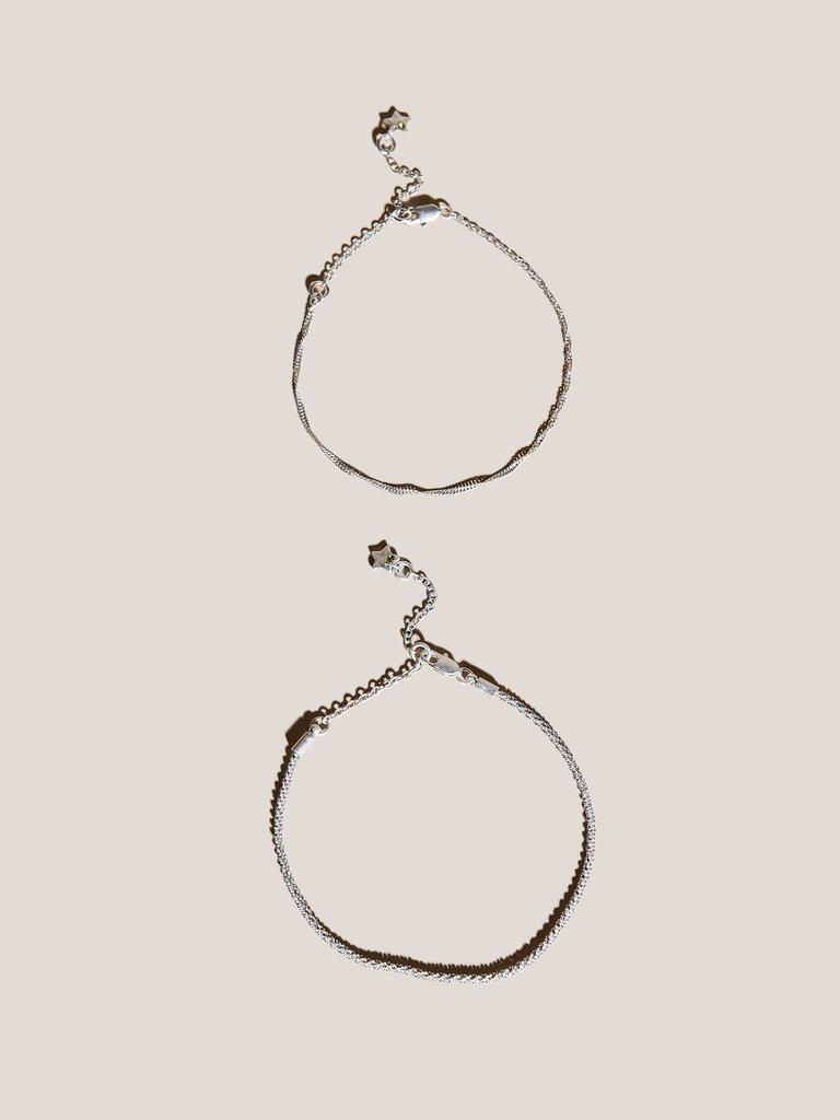 Silver Plated 2 Pack Bracelet in SLV TN MET - MODEL FRONT
