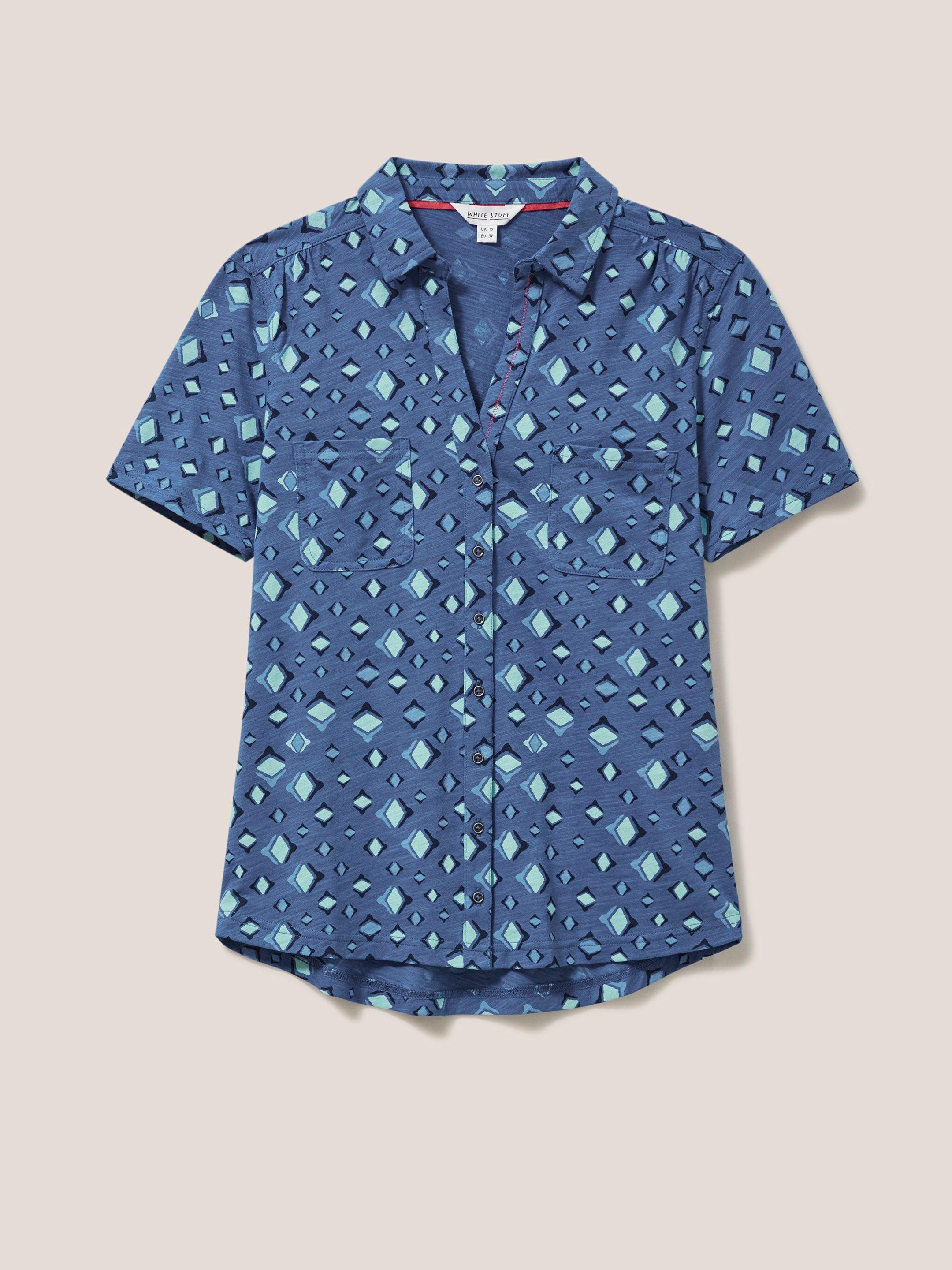 Penny Pocket Cotton Jersey Shirt in BLUE PR - FLAT FRONT