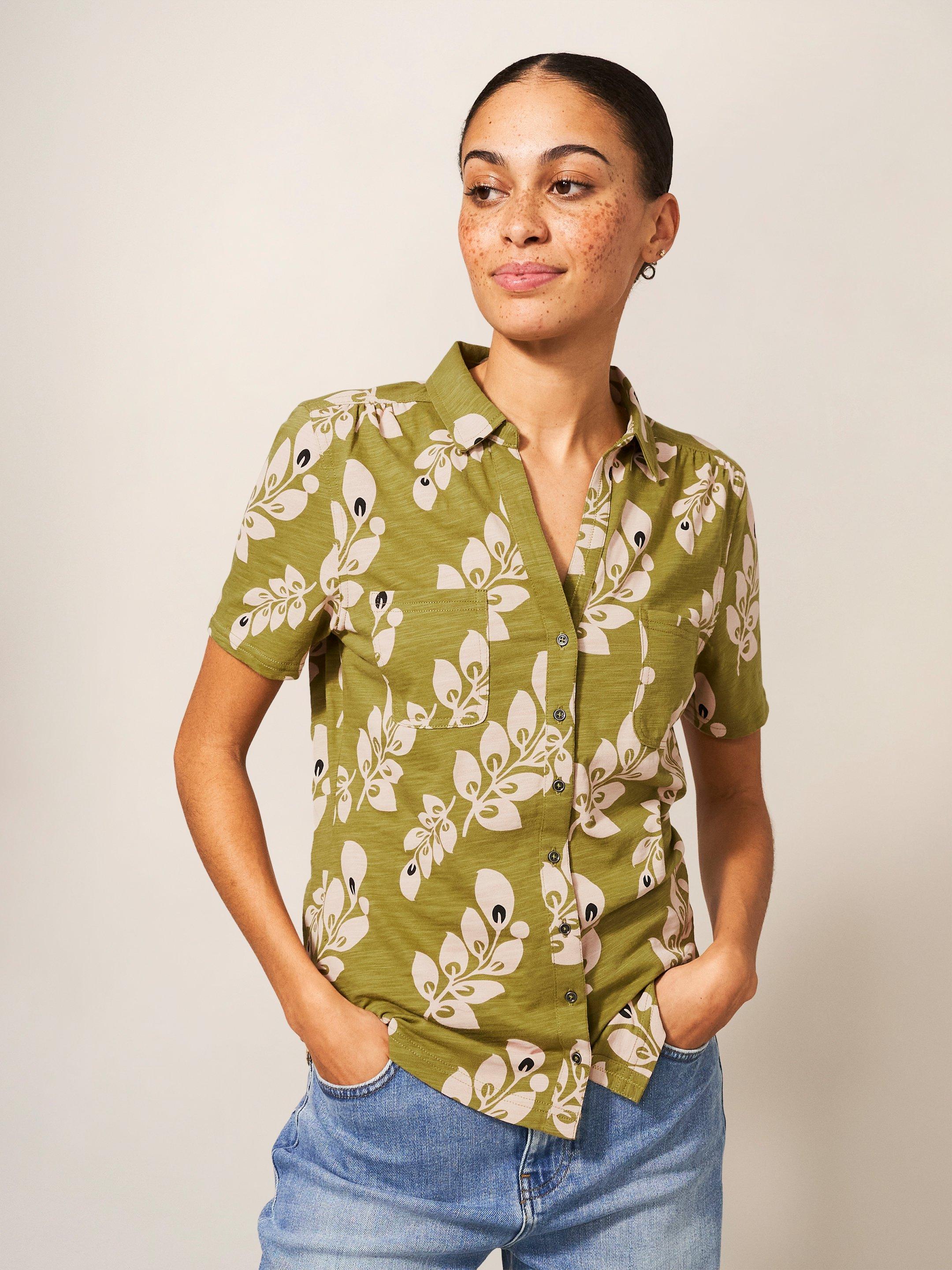 Penny Pocket Cotton Jersey Shirt in GREEN PR - LIFESTYLE