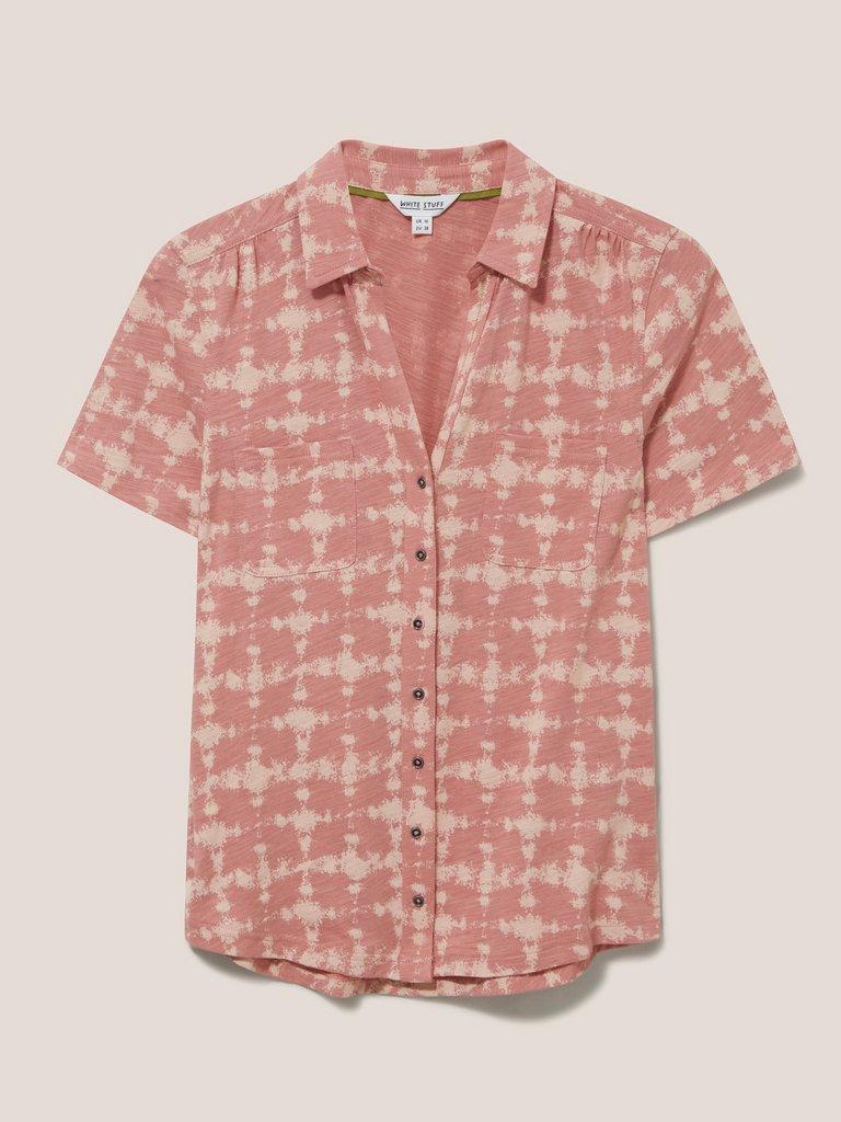 Penny Pocket Cotton Jersey Shirt in PINK PR - FLAT FRONT