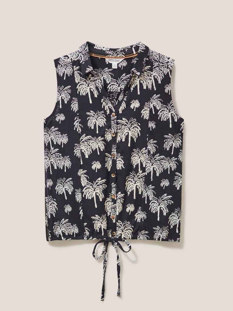 FLOWING GRASSES JERSEY SHIRT in BLK PR - FLAT FRONT