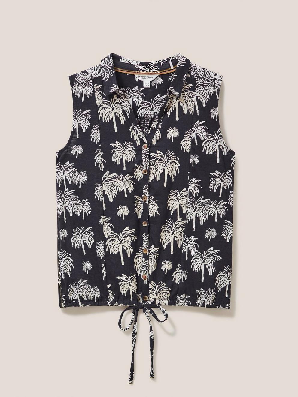 FLOWING GRASSES JERSEY SHIRT in BLK PR - FLAT FRONT