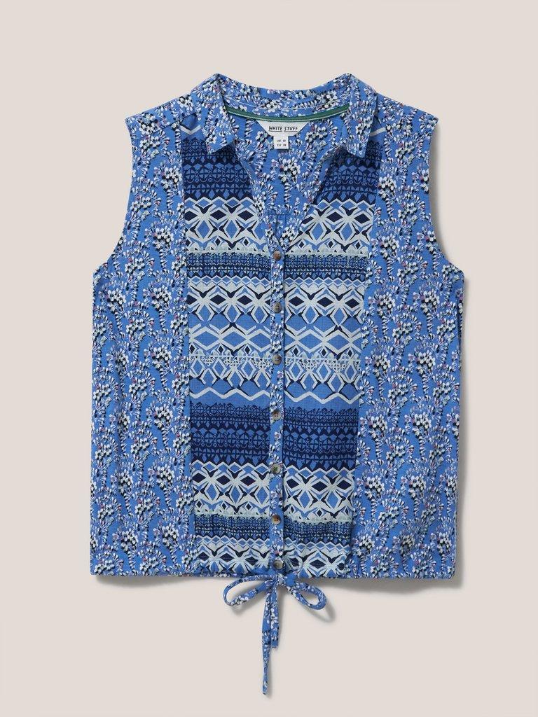 FLOWING GRASSES JERSEY SHIRT in BLUE PR - FLAT FRONT