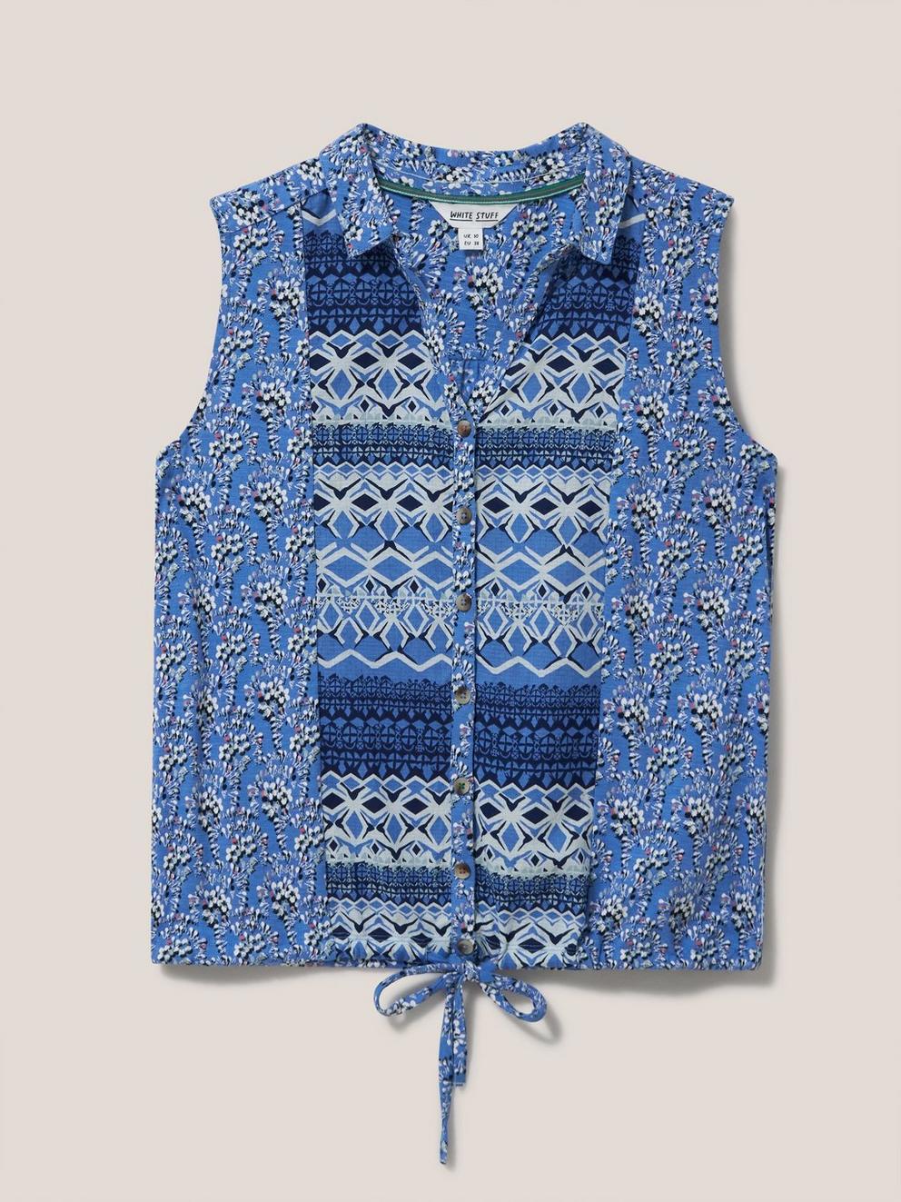 FLOWING GRASSES JERSEY SHIRT in BLUE PR - FLAT FRONT