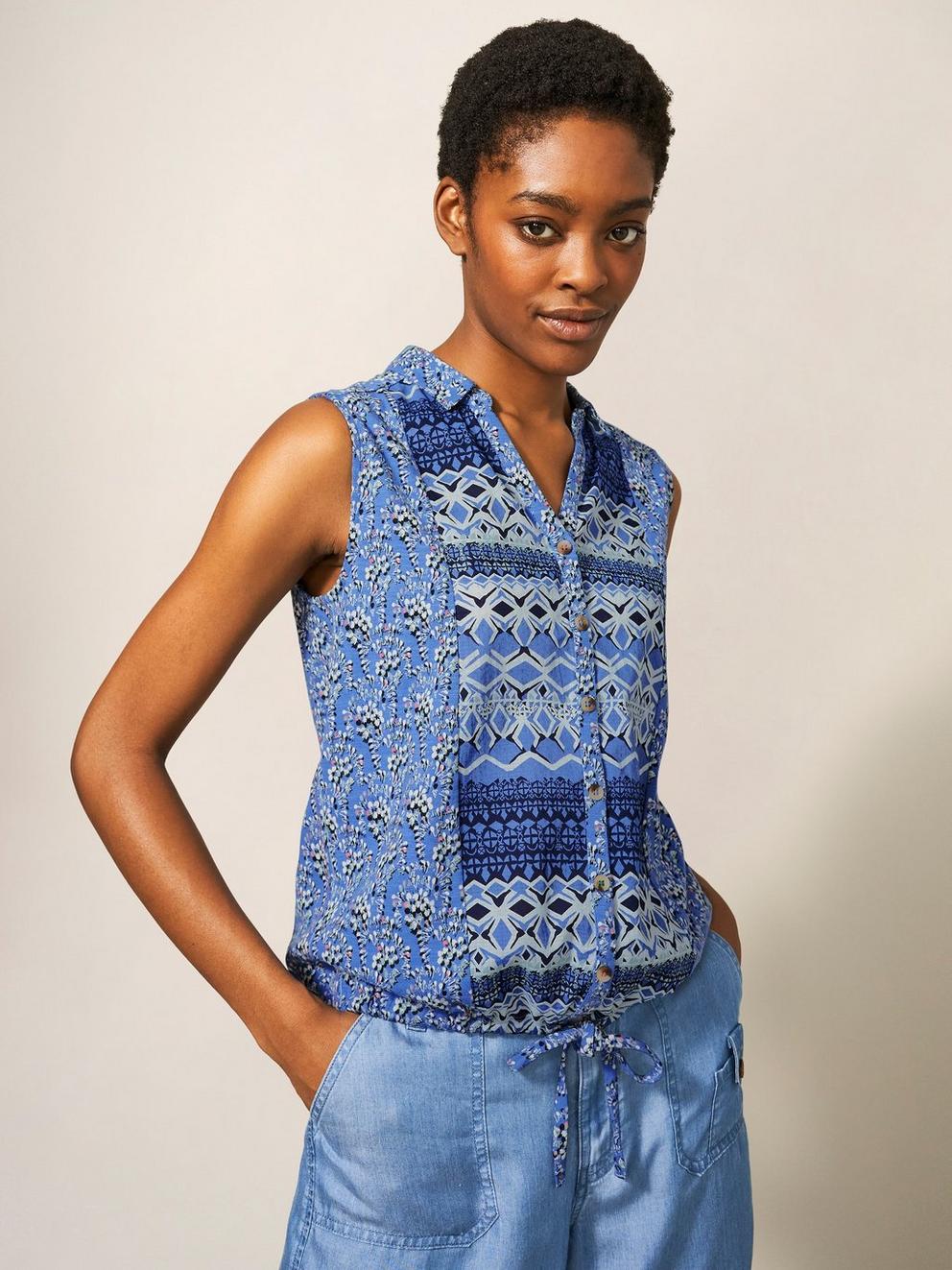 FLOWING GRASSES JERSEY SHIRT in BLUE PR - LIFESTYLE
