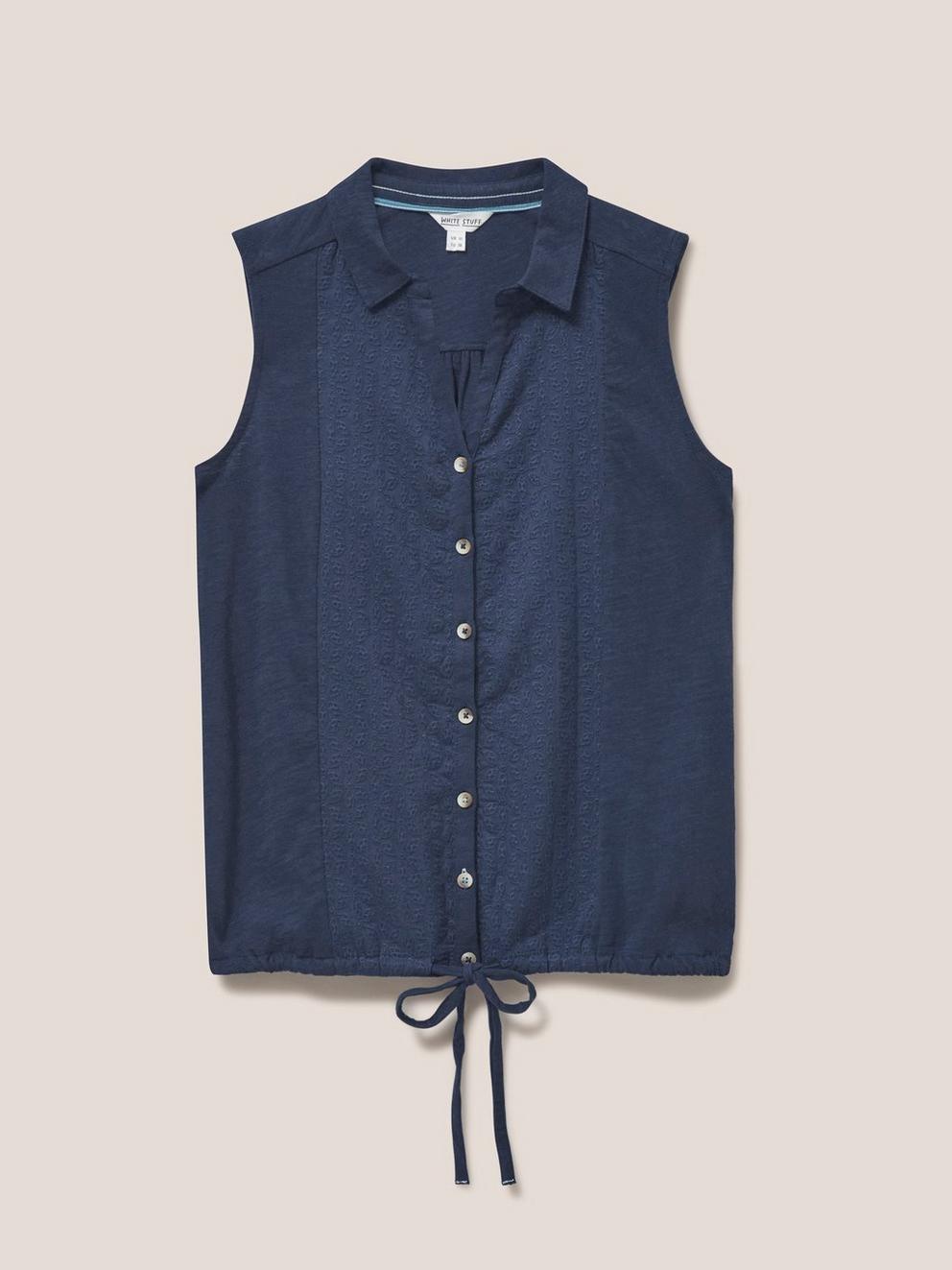 FLOWING GRASSES JERSEY SHIRT in FR NAVY - FLAT FRONT