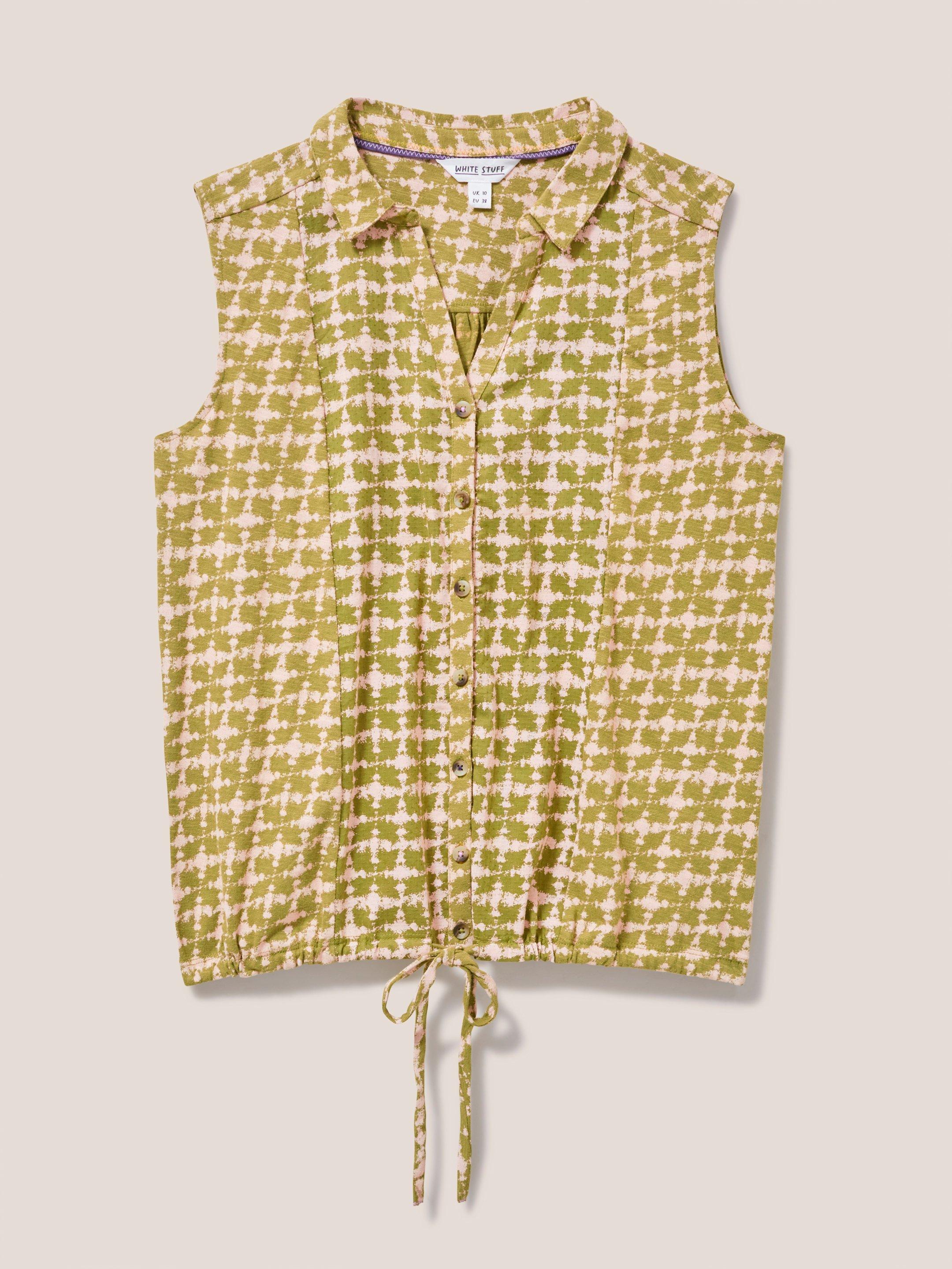 FLOWING GRASSES JERSEY SHIRT in GREEN PR - FLAT FRONT