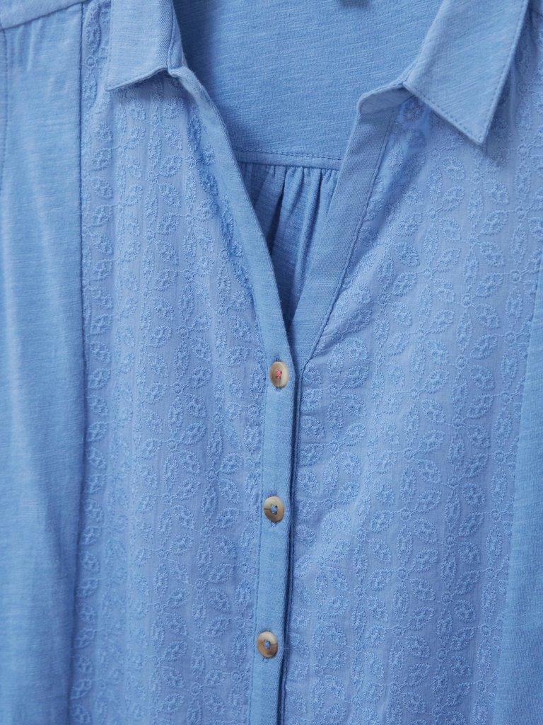FLOWING GRASSES JERSEY SHIRT in MID BLUE - FLAT DETAIL