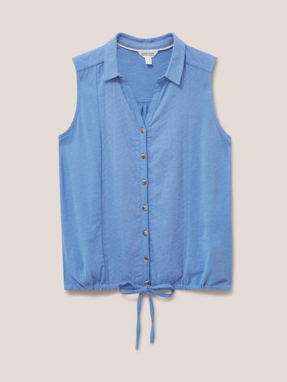 FLOWING GRASSES JERSEY SHIRT in MID BLUE - FLAT FRONT