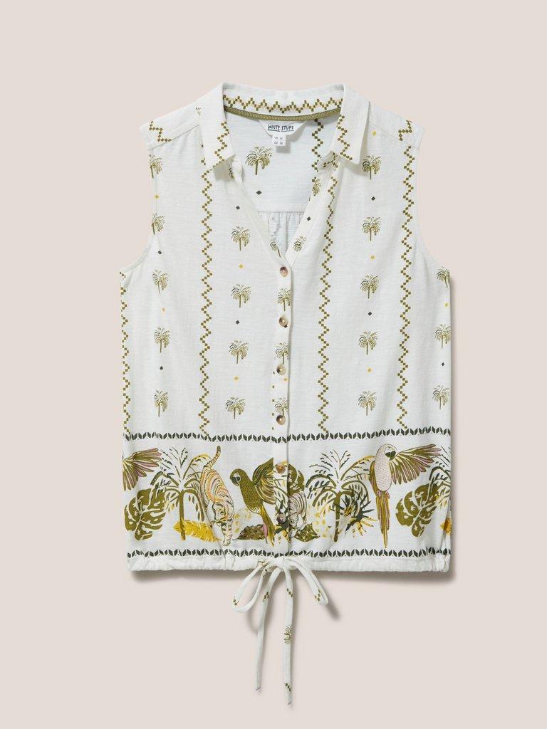 FLOWING GRASSES JERSEY SHIRT in NAT PR - FLAT FRONT