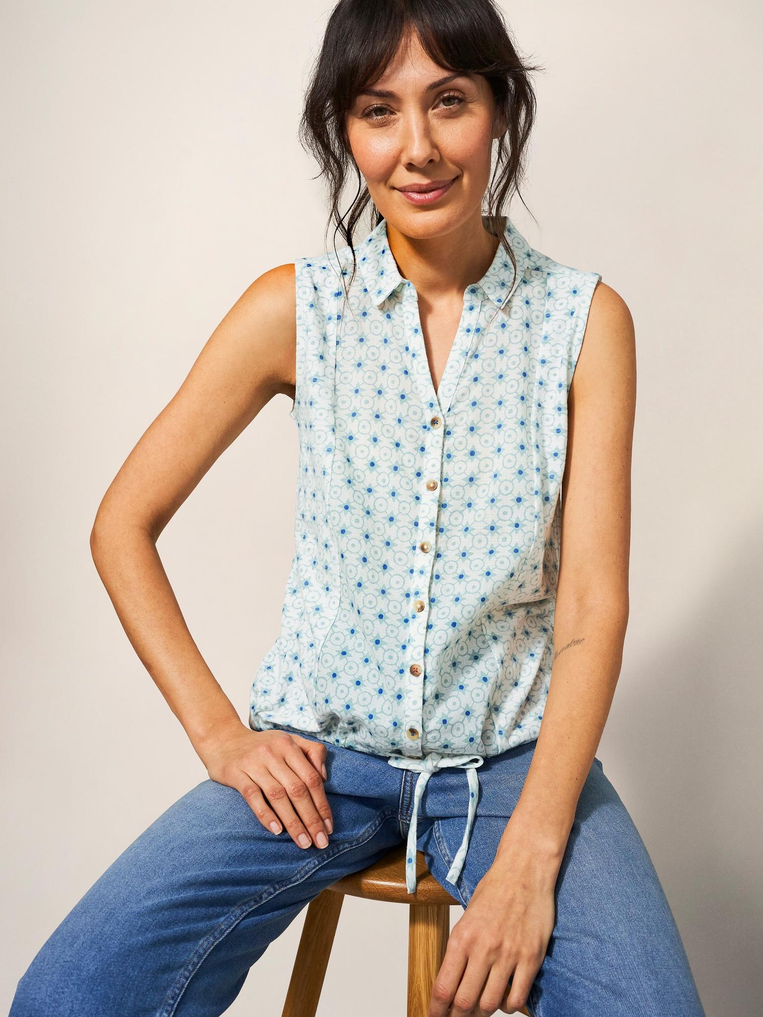 FLOWING GRASSES JERSEY SHIRT in TEAL PR - LIFESTYLE