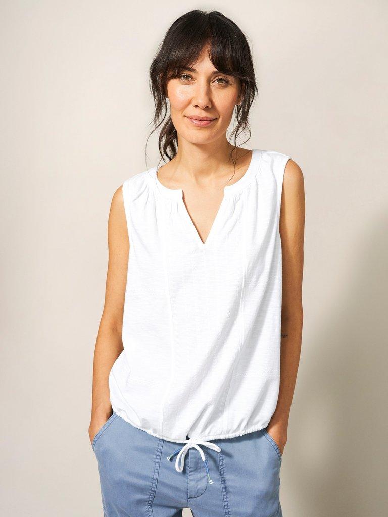 SUNRISE EMBROIDERED VEST in BRILLIANT WHITE | White Stuff