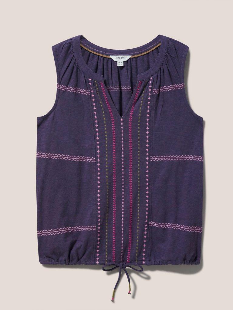 SUNRISE EMBROIDERED VEST in PURPLE MLT - FLAT FRONT
