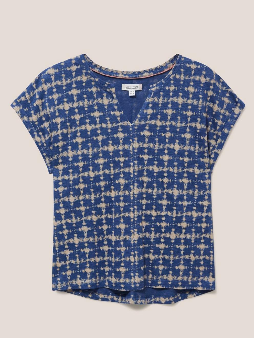 LINEN SUNSHINE TEE in BLUE PR - FLAT FRONT