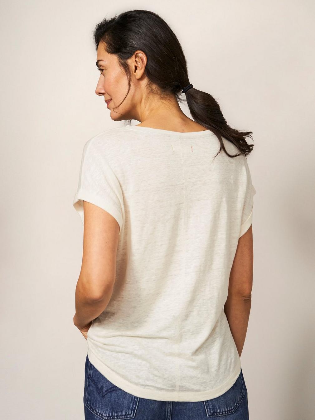 LINEN SUNSHINE TEE in LGT NAT - MODEL BACK