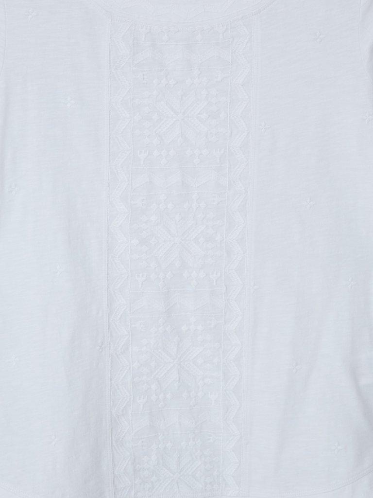 WEAVER EMBROIDERY JERSEY TEE in BRIL WHITE - FLAT DETAIL