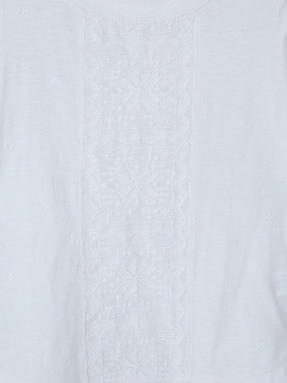 WEAVER EMBROIDERY JERSEY TEE in BRIL WHITE - FLAT DETAIL