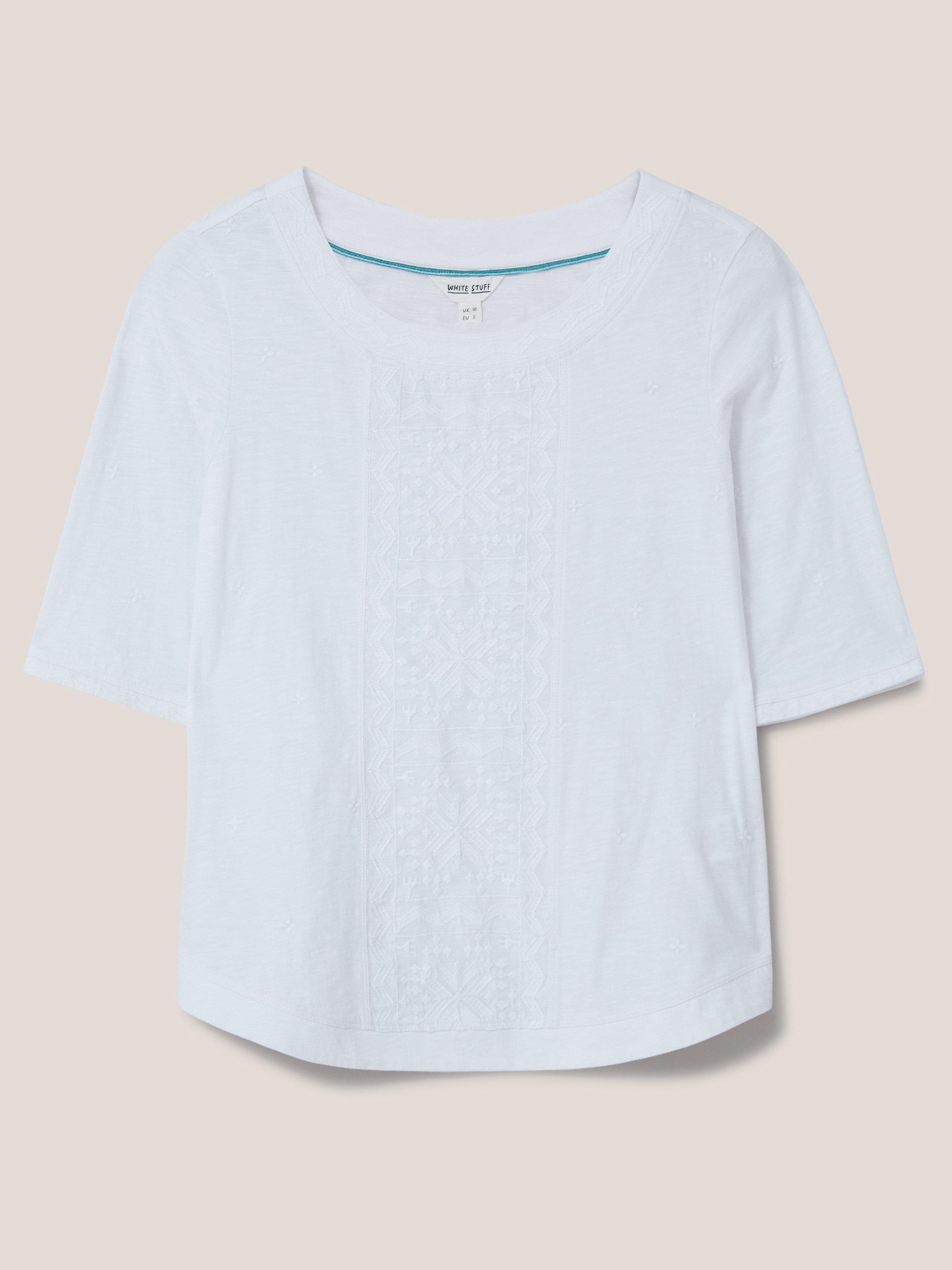 WEAVER EMBROIDERY JERSEY TEE in BRILLIANT WHITE | White Stuff