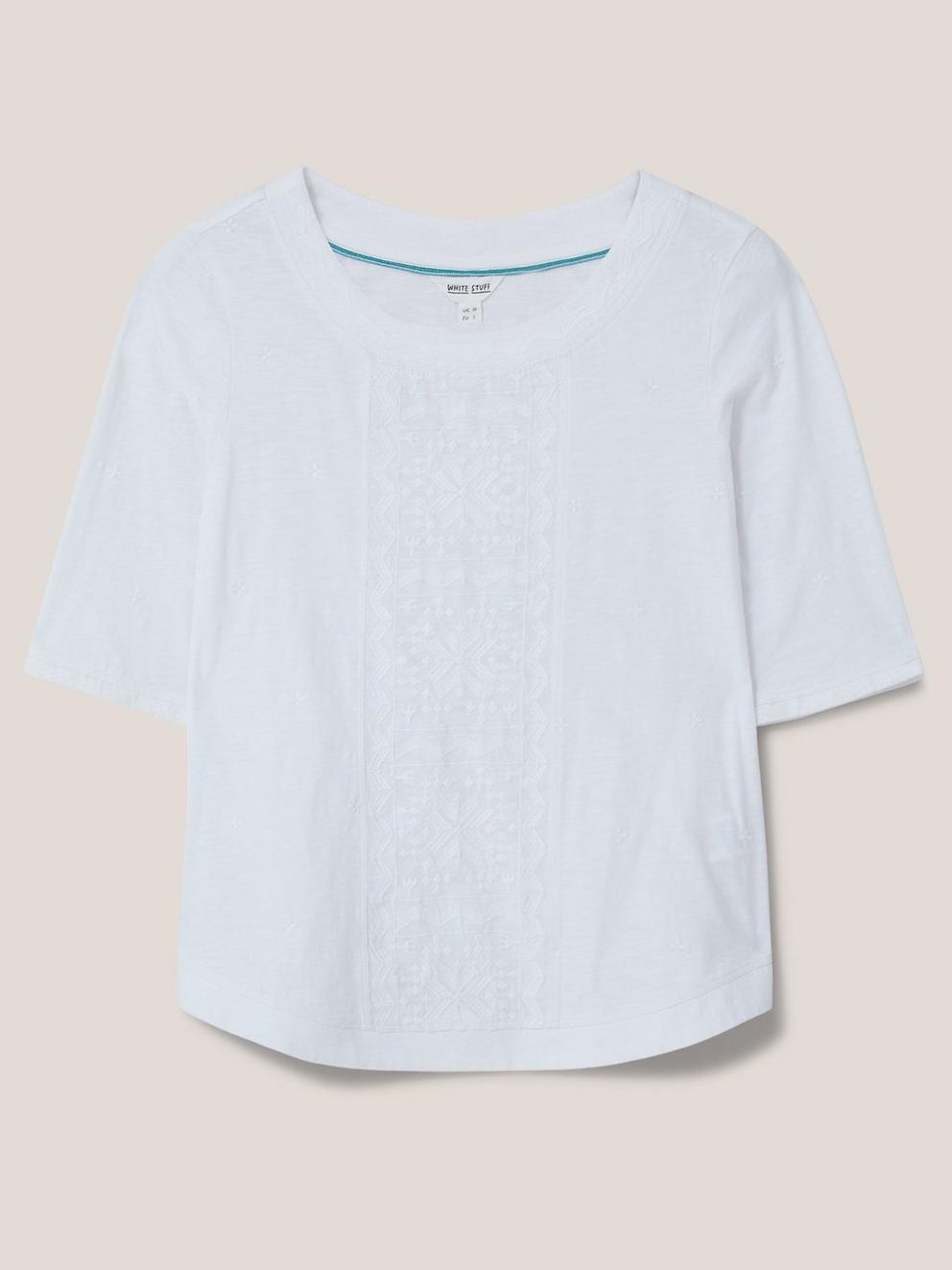 WEAVER EMBROIDERY JERSEY TEE in BRIL WHITE - FLAT FRONT