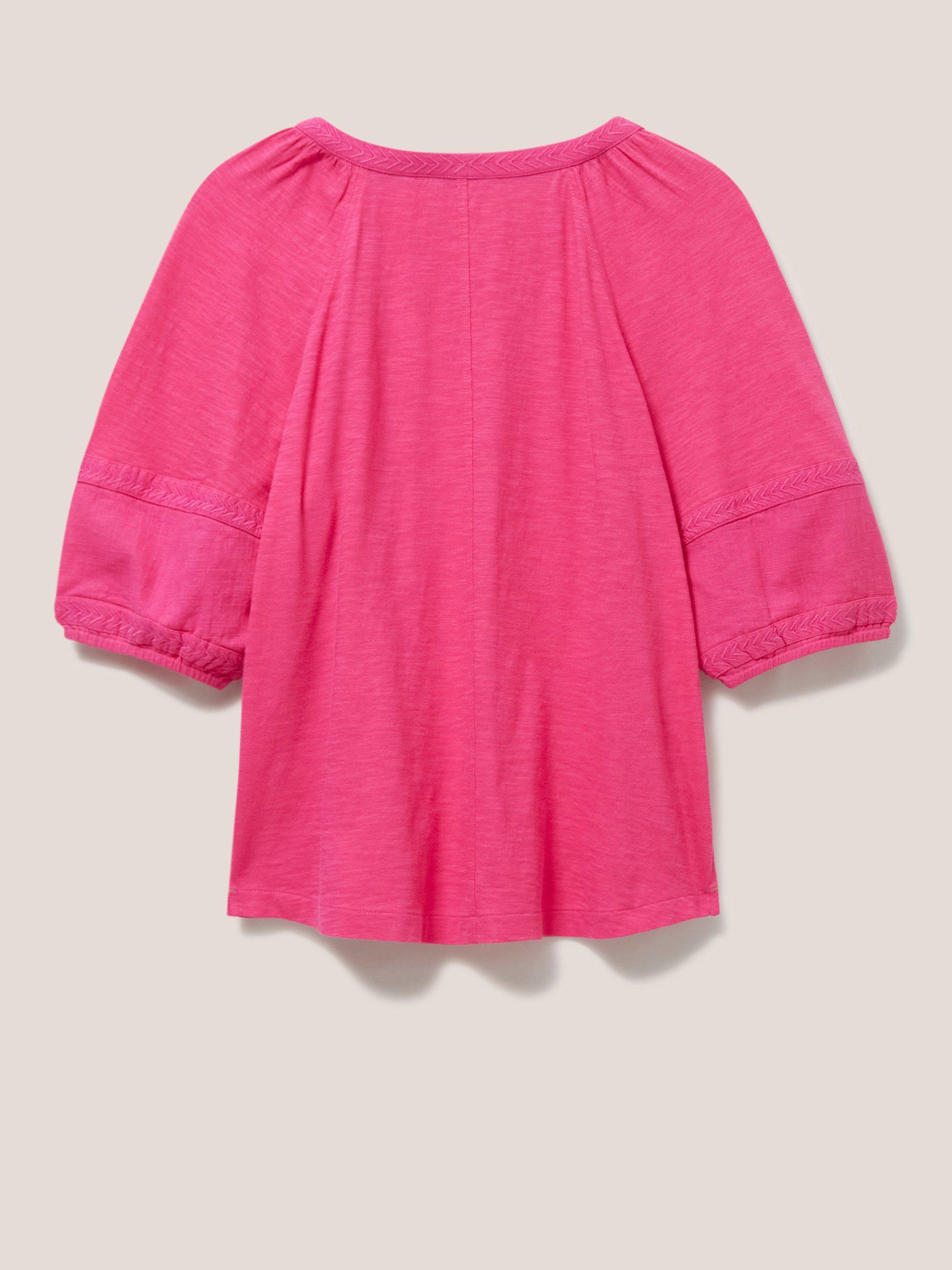 PHOEBE JERSEY MIX TOP in BRT PINK - FLAT BACK