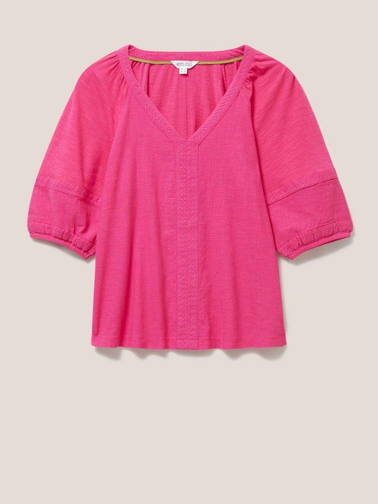 PHOEBE JERSEY MIX TOP in BRT PINK - FLAT FRONT