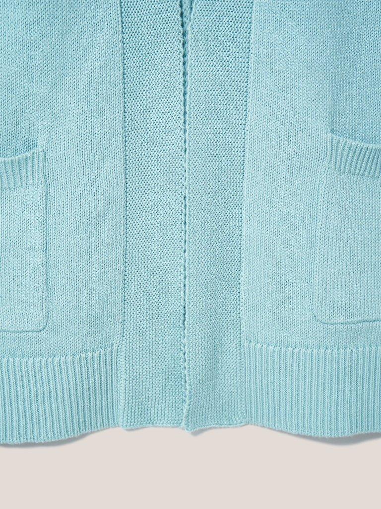Tiana Open Neck Cardi in LGT TEAL - FLAT DETAIL