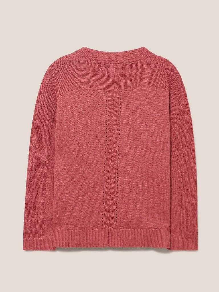 Tiana Open Neck Cardi in MID PINK - FLAT BACK