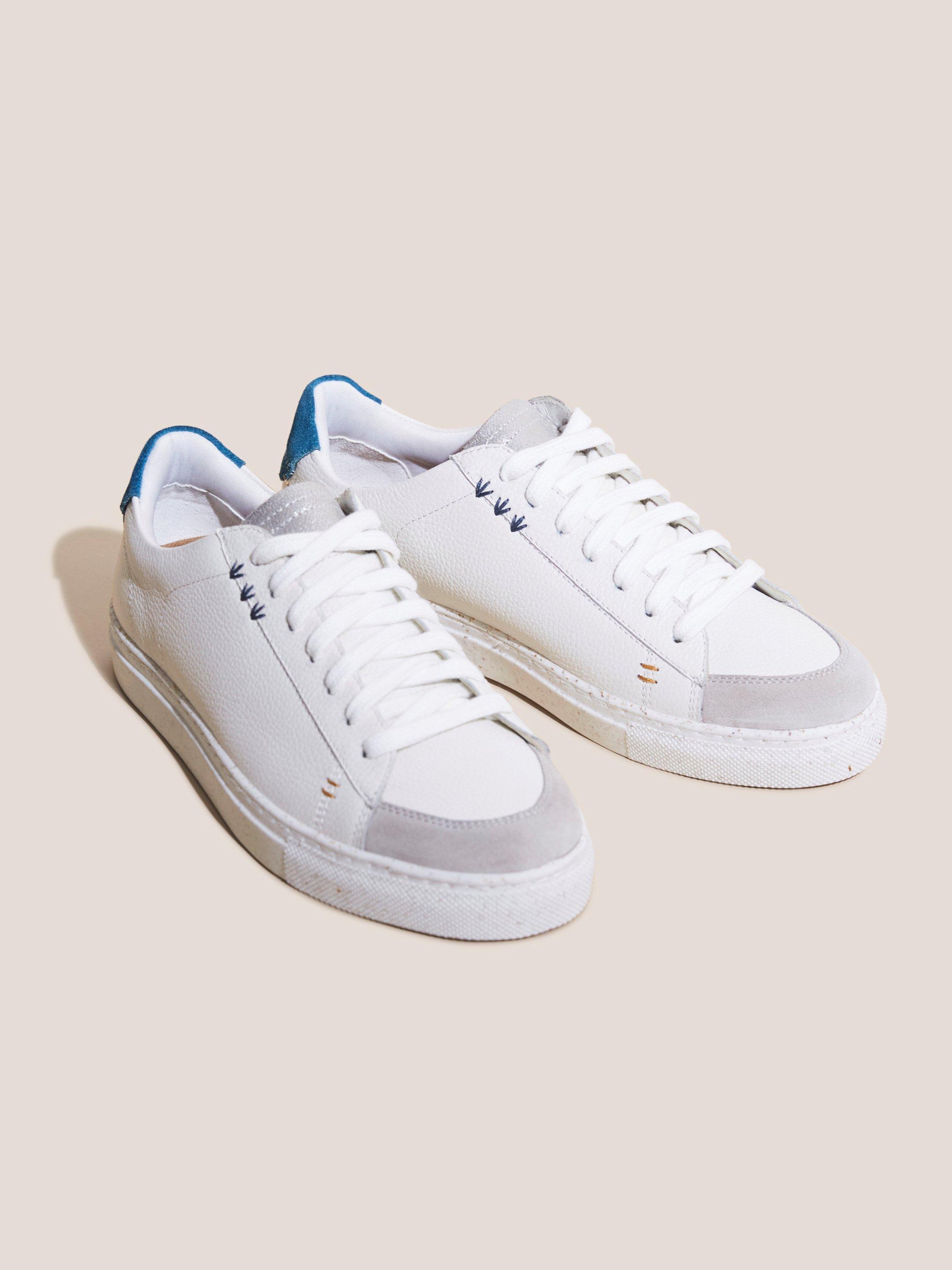 Toni Leather Trainer in WHITE MLT - FLAT FRONT
