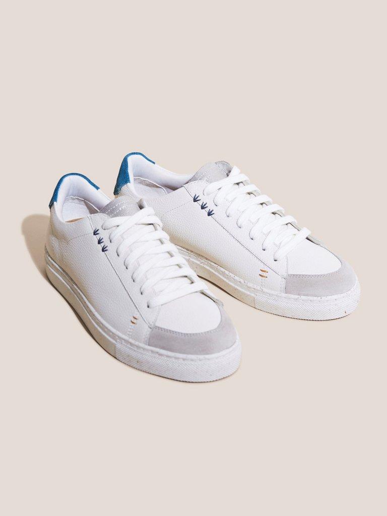 Toni Leather Trainer in WHITE MLT - FLAT FRONT