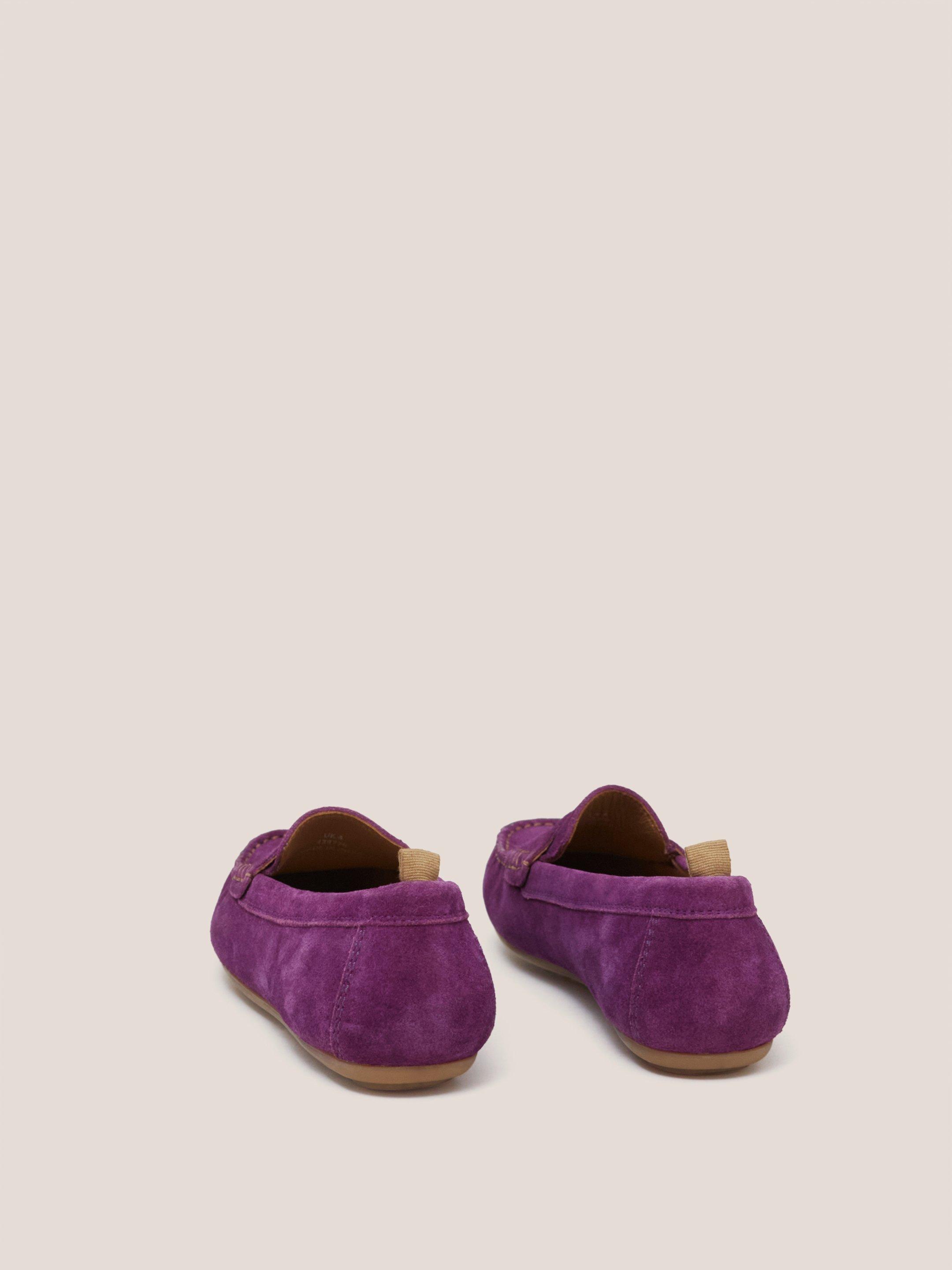 Suede Driving Moccasin in MID PURPLE - FLAT BACK